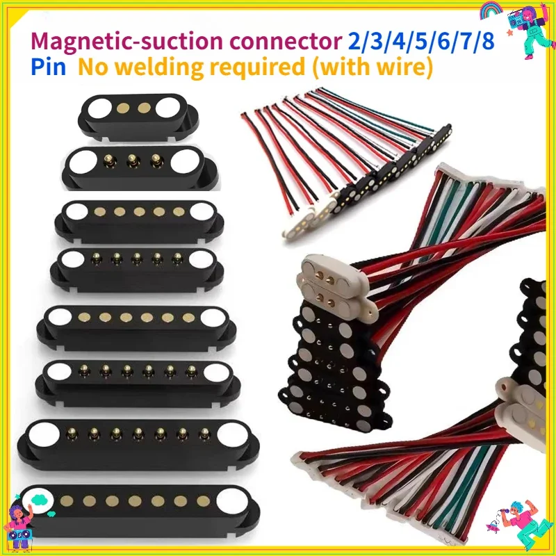 

1/5Set Magnetic Connector 2/3/4/5/6/8 PIN Bonding Wire Strip Wiring Terminal Strong Magnetic Solderless Quick Butt Joint