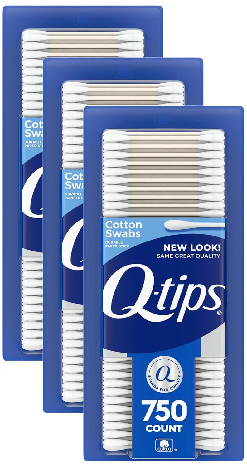 

100% Cotton Swabs for Hygiene, Beauty & Cleaning - 750 Count (3 Pack)