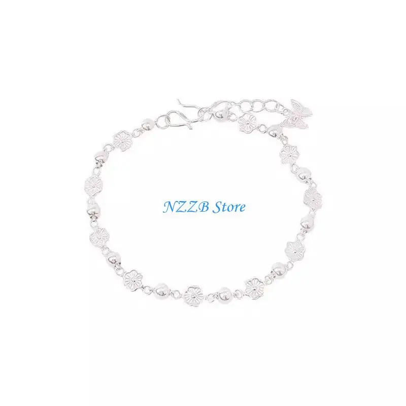 

T21F Silver Tone Butterfly Design Chain Bracelet Perfect For Parties And Everyday