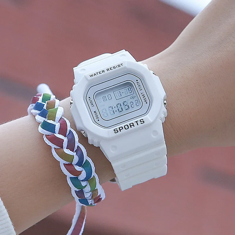Jam tangan Digital Pria Wanita, arloji emas kasual transparan olahraga hadiah kekasih jam tangan anak-anak