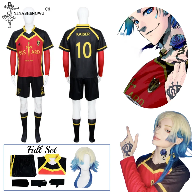 Anime BLUE LOCK Kaiser Cosplay Costume Michel Caesar Wig Football Uniform Sportswear Isagi Clothes Jerseys Cosplay Suit Maillot