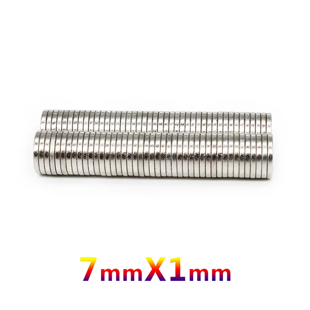 50/100/200/300/500/1000PCS 7x1 mm thin sheet N35 Neodymium Magnet Disc Powerful Magnets Round 7x1 mm Permanent Magnet 7mm*1mm