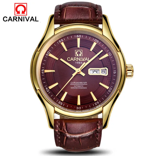 Montre CARNIVAL Mechanische Business-Uhren für Herren, Marken, Luxus-Saphir-Automatik-Armbanduhren, wasserdicht, Reloj Hombre 6