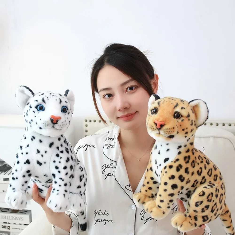 Poupée réaliste léopard des neiges Simulation léopard des neiges Lion doux bébé léopard en peluche mignon Simulation guépard poupée jouets