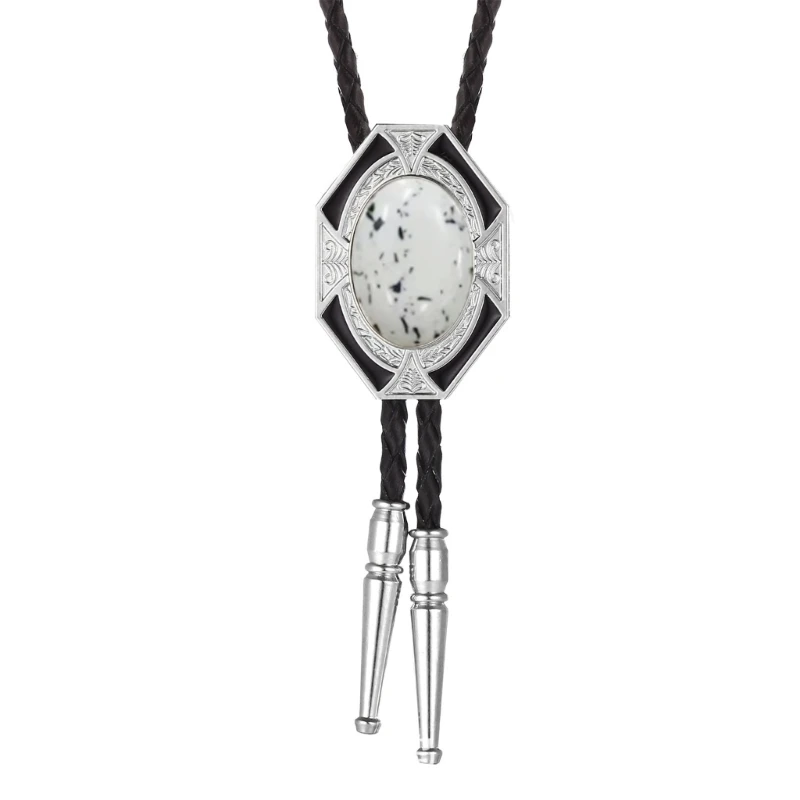 

Mens Western Vintage Stone Pendant Bolo Tie Necklace Necktie Shirt Collar Chain