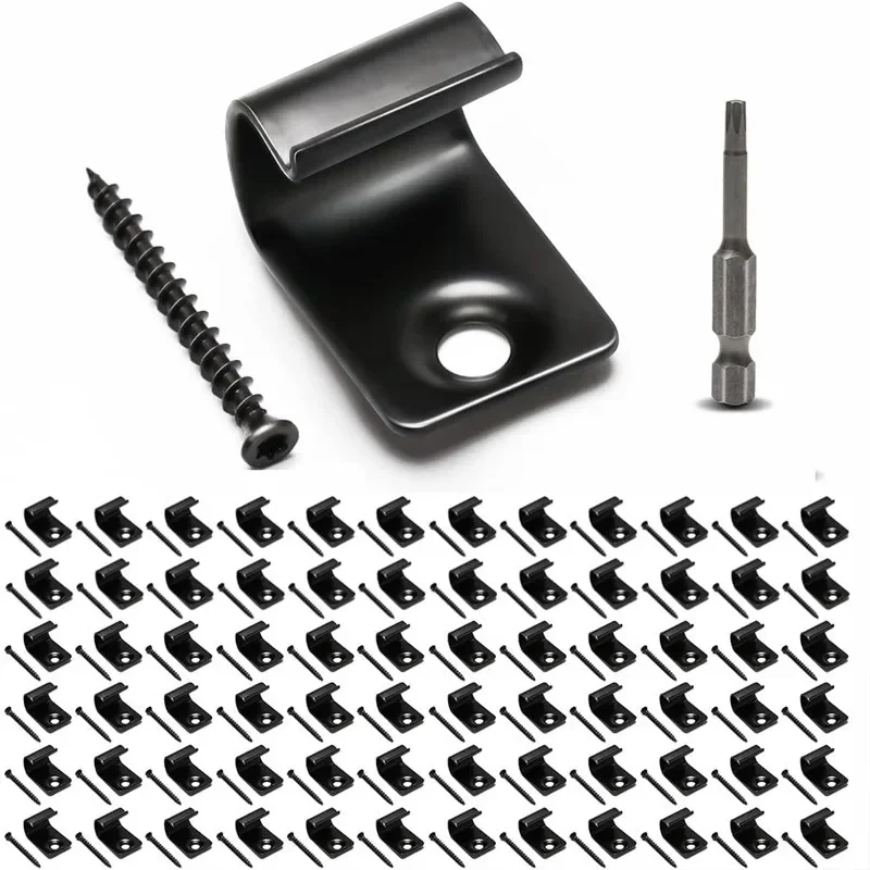 100PCS Composite Deck Clip Outdoor Flooring Fasteners Stainless Steel Black Decking Clips Start Clips Furniture Accessories