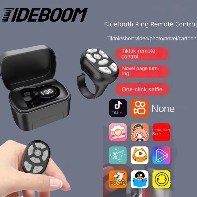 1pcs Wireless Bluetooth Ring Remote Control Fingertip Selfie Video Controller For Tik Tok Page Turner Browsing For iOS Android