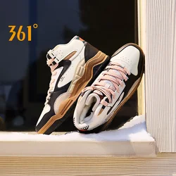 361 Degrees Men's Plus Velvet Skateboard Shoes New Classic Retro High-top Warm Wear-resistant Soft Male Sneakers 672436622A