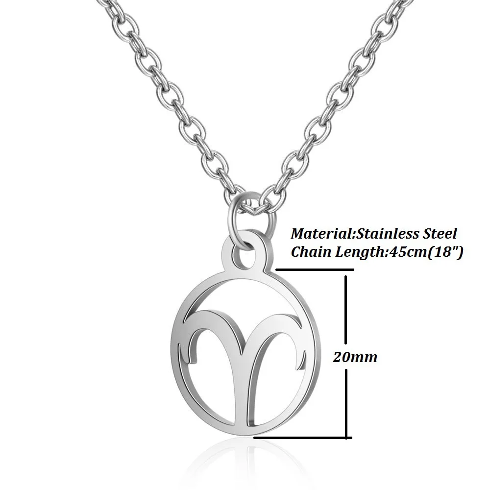 New European and American retro necklace simple twelve constellations stainless steel clavicle chain women's simple constellatio