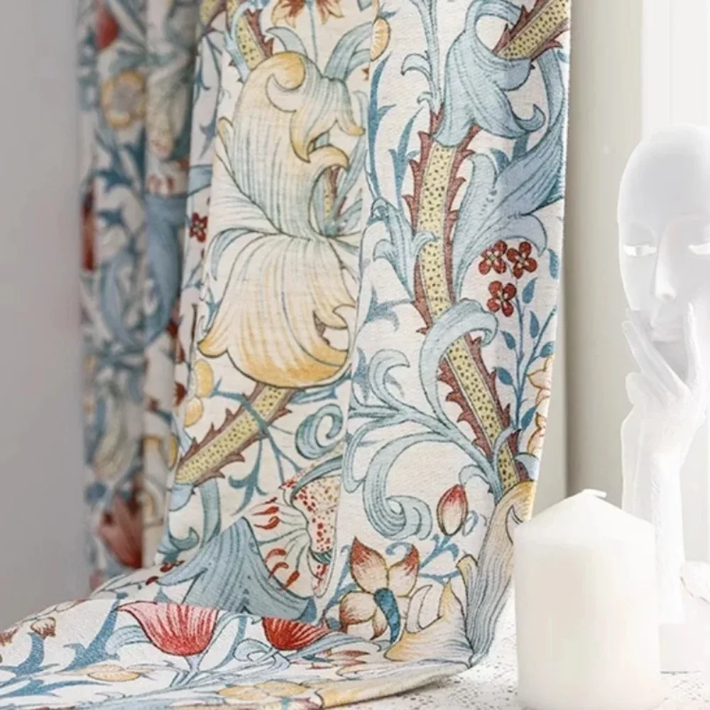 Cotton Linen Pastoral Hand-painted Printing Curtains for Living Room Bedroom French Window Balcony Customized Products