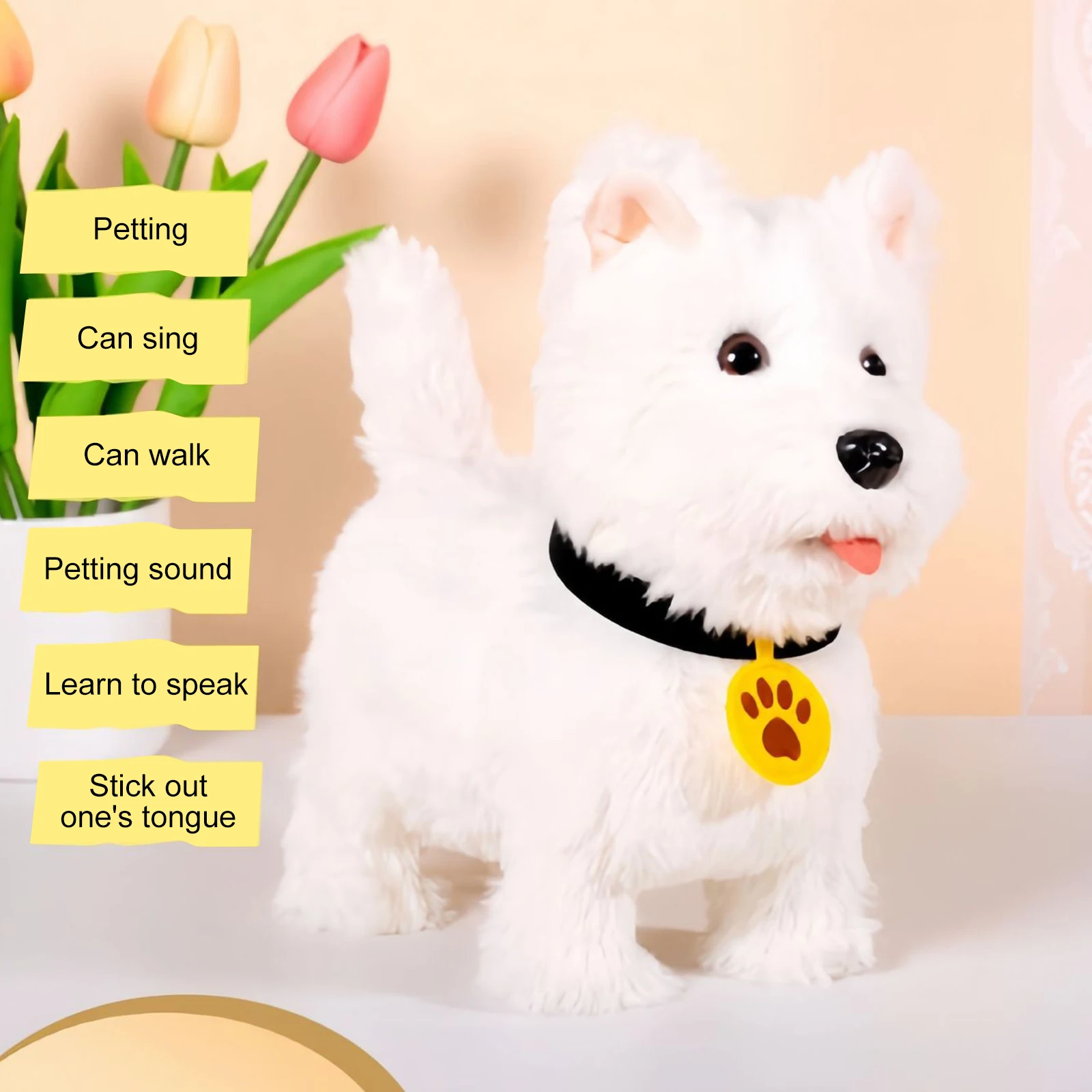 Cute Electronic Interactive Robot Dog Barking Walking/Tail Wagging Soft Plush Puppy Toy Present Pet Gifts for 3+ Year Boys Girls