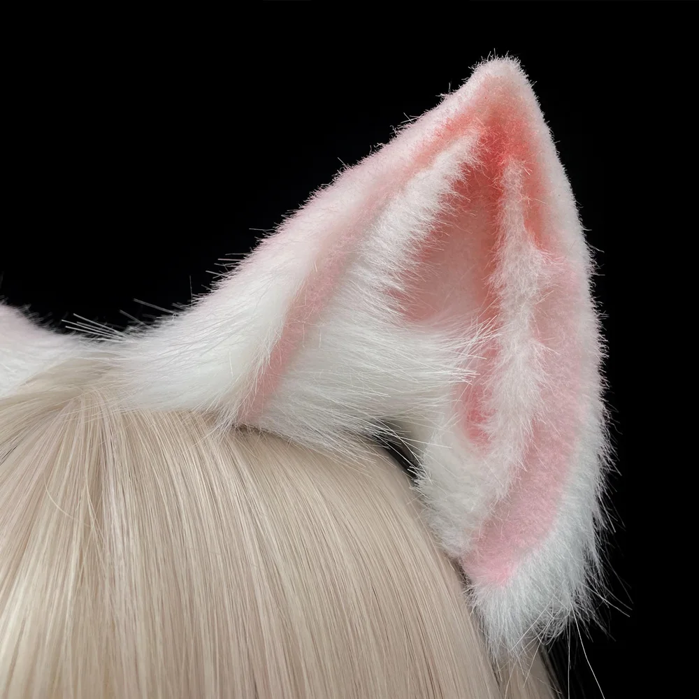 New Hololive Hakui Koyori Cosplay Prop Simulation Pink Fox Ears Hairhoop Headwear Headband Cosplay Costume Accessories