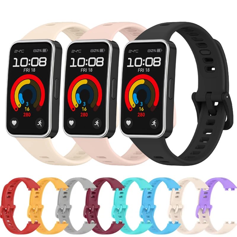 حزام ساعة من السيليكون الناعم لساعة Huawei Band 8 9 NFC بديل لسوار Huawei Band 9 8 سوار معصم رياضي قابل للتنفس