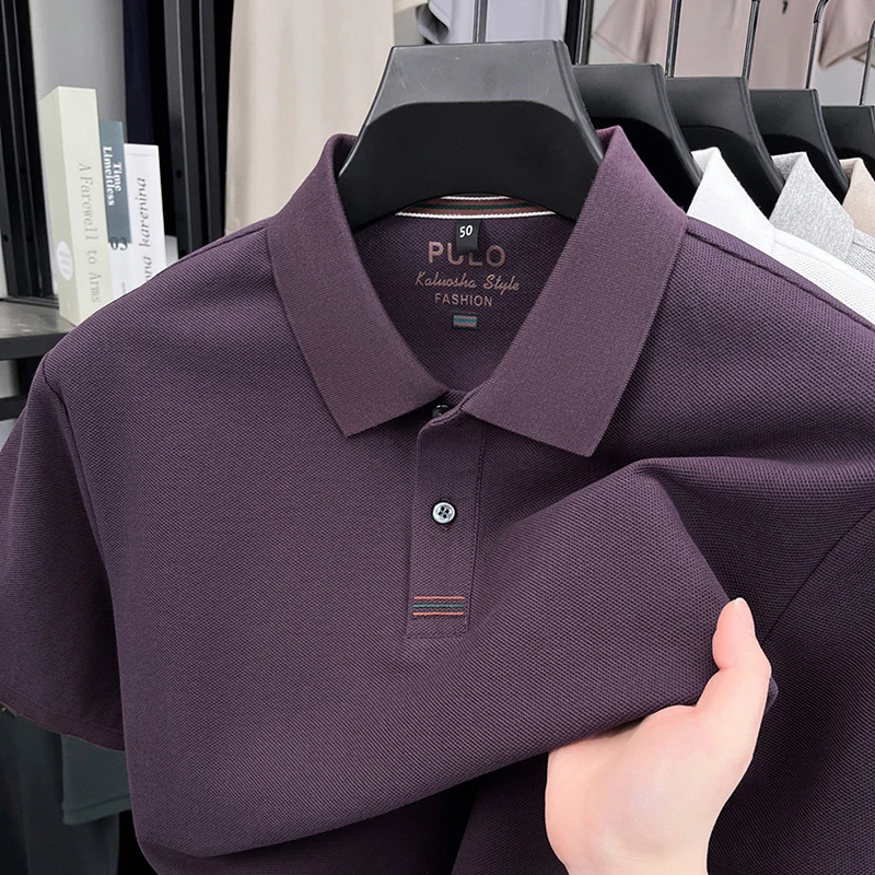 

Men's 2026 New Arrival 100% Cotton Polo Shirt Striped Placket Waffle Knit Casual Breathable Summer Top for Daily Wear