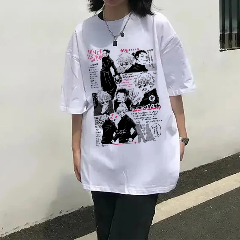 Japan Anime Jujutsu Kaisen T-shirt Satoru Gojo And Geto Suguru T Shirt Harajuku Manga Mężczyźni Kobiety Plus Size Prevalent Tshirts