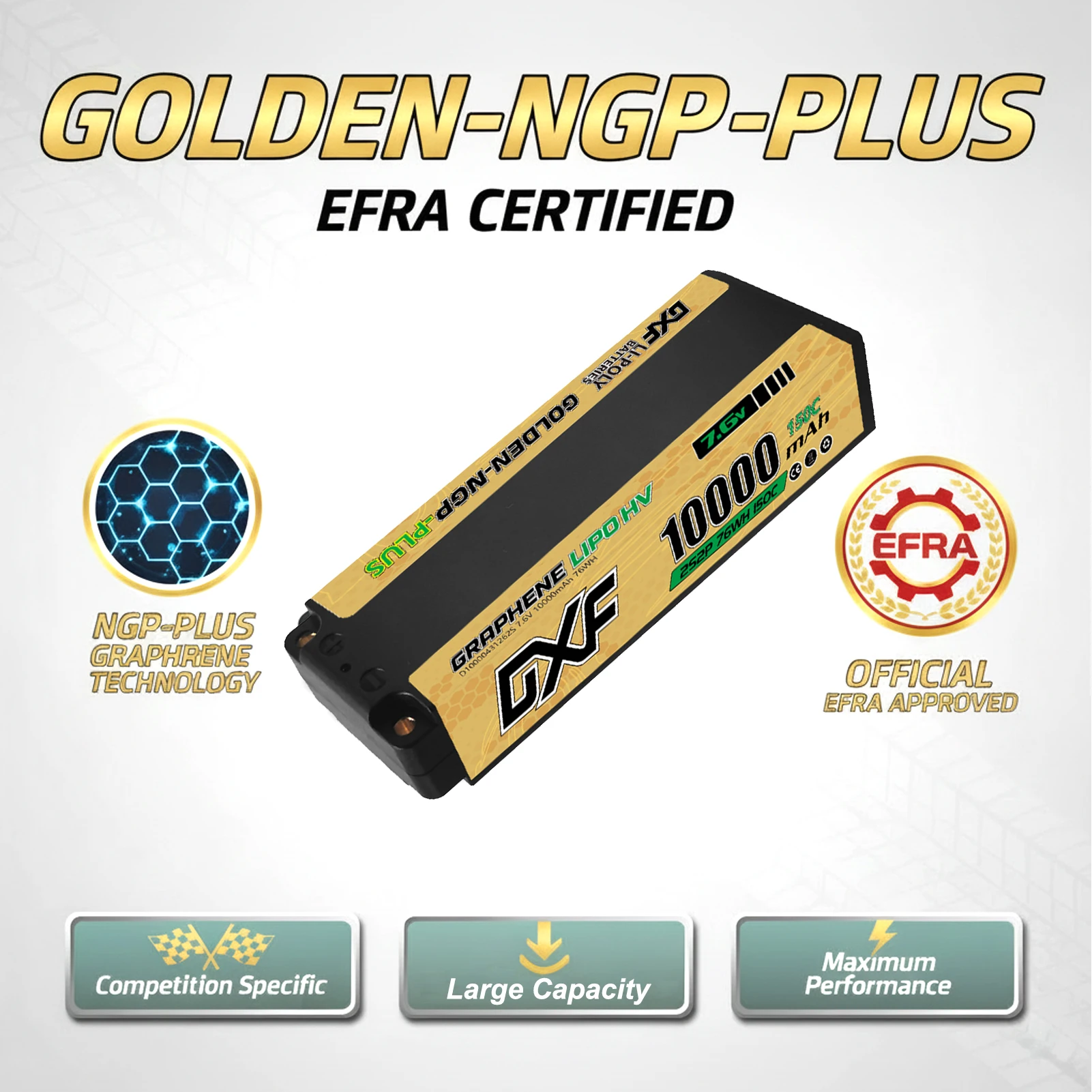 Batteria Lipo 7.6V 2S 10000mAh 150C con Connettore T da 5mm, Custodia Rigida per Buggy, Truggy, Fuoristrada, Barca, Auto, Camion, Elicottero da Corsa 1/10