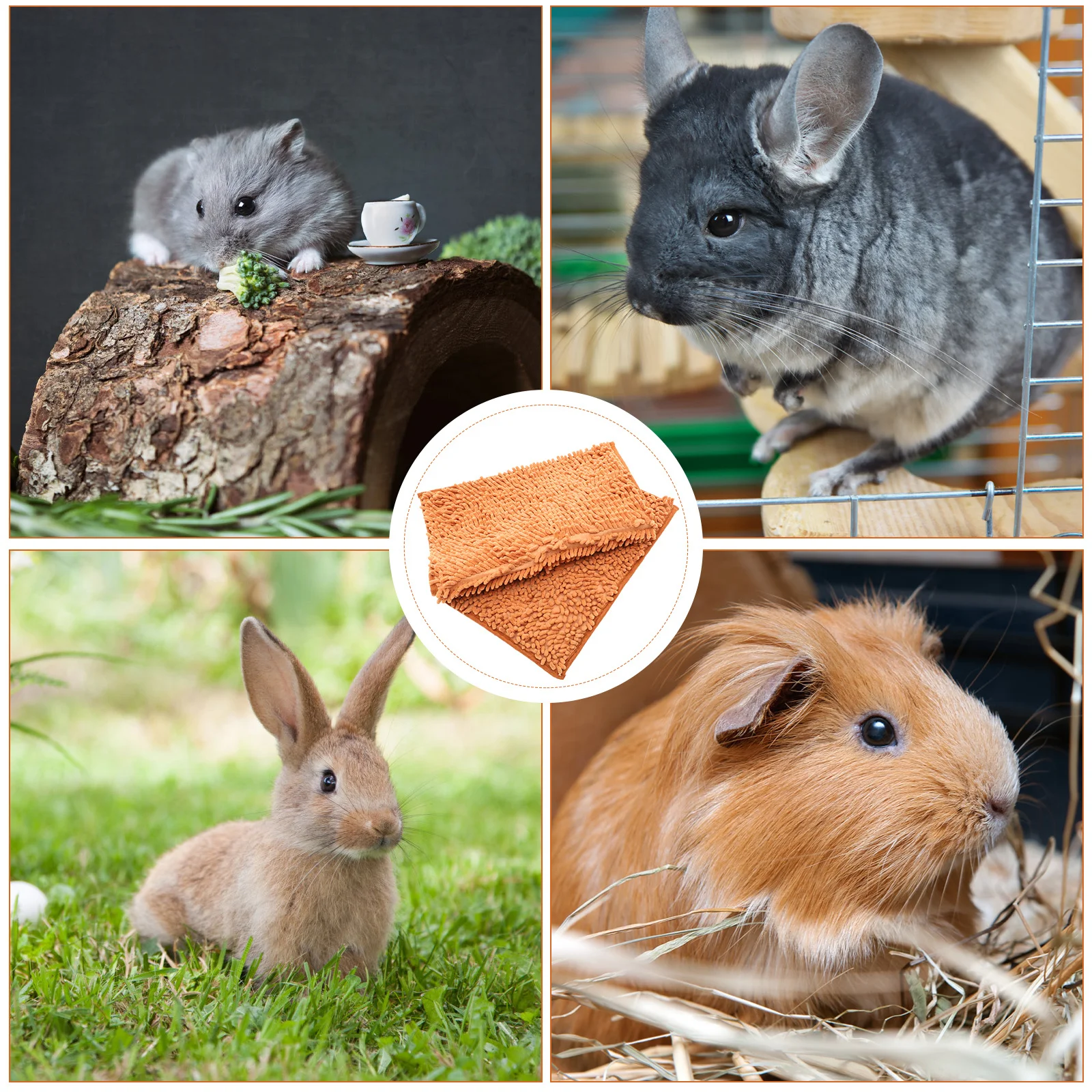 

Guinea Pig Cage Liners Pet Hamster Bedding Puppy Washable Light Brown Chenille Pads