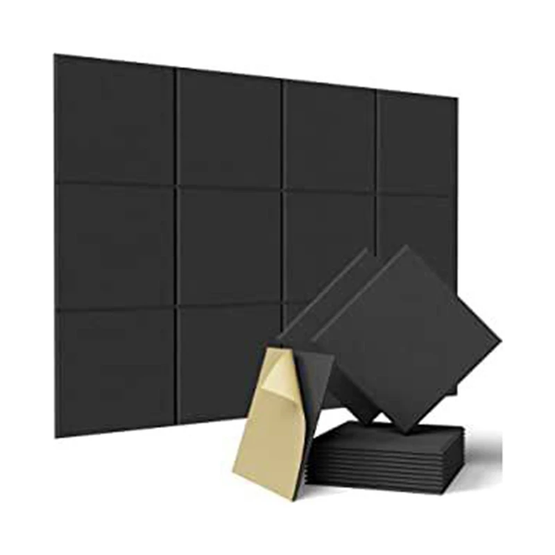 

12X12x0.4Inch High Density Acoustic Panels Soundproof Insulated Beveled Edges,Black