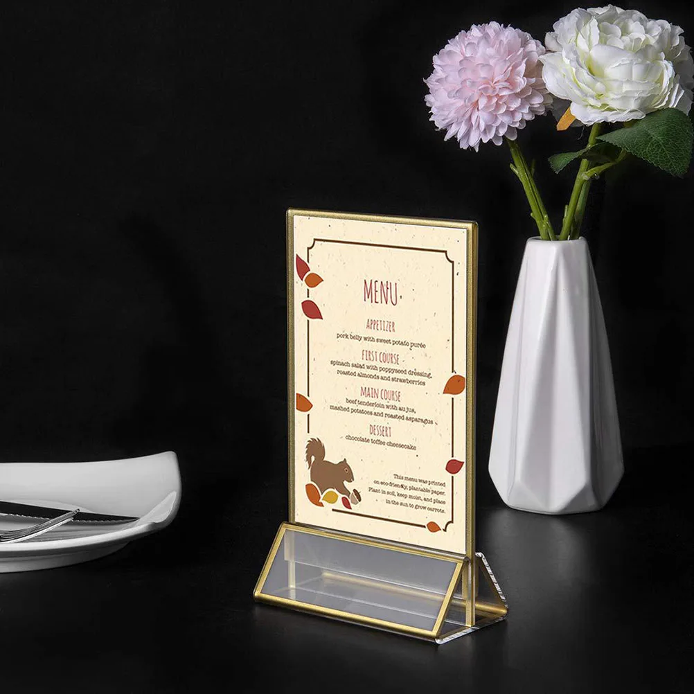 

3pcs Acrylic St Metal Base Table Menu Holder Transparent Sign St Lightweight Table Menu Display Holders Smooth Edge
