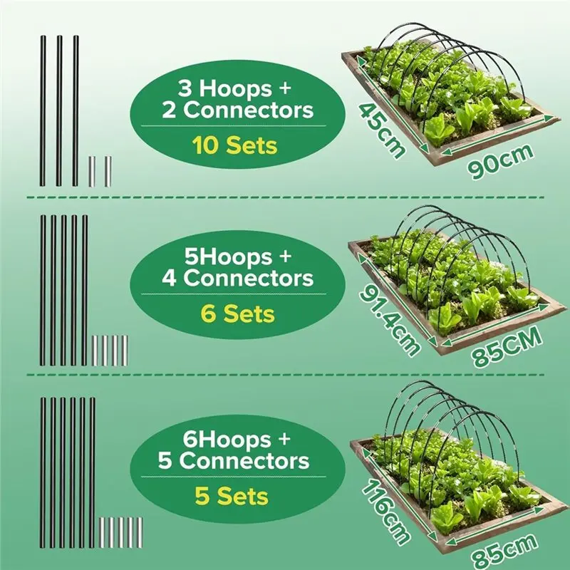 For Outdoor Vegetable Garden Hoops 30Pcs 2.4M Greenhouse Hoops For Raised Beds Including Reinforcement Clips,For Netting