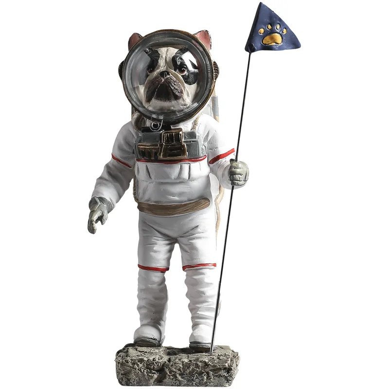 Simple Nordic Cute Space Dog Resin Decorations for Living Room, Bedroom, foyer, study, tabletop Craft Decorations