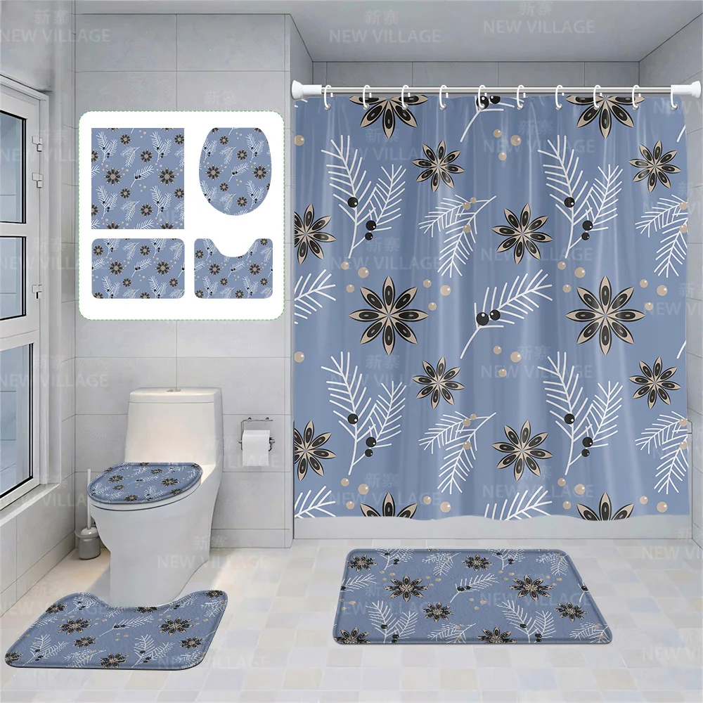 Huis Douchegordijnen Badkamer Decora Waterdichte Stof Antislip Badmat Waterabsorptie Gordijn Modern Nordic Vrolijk Kerstfeest