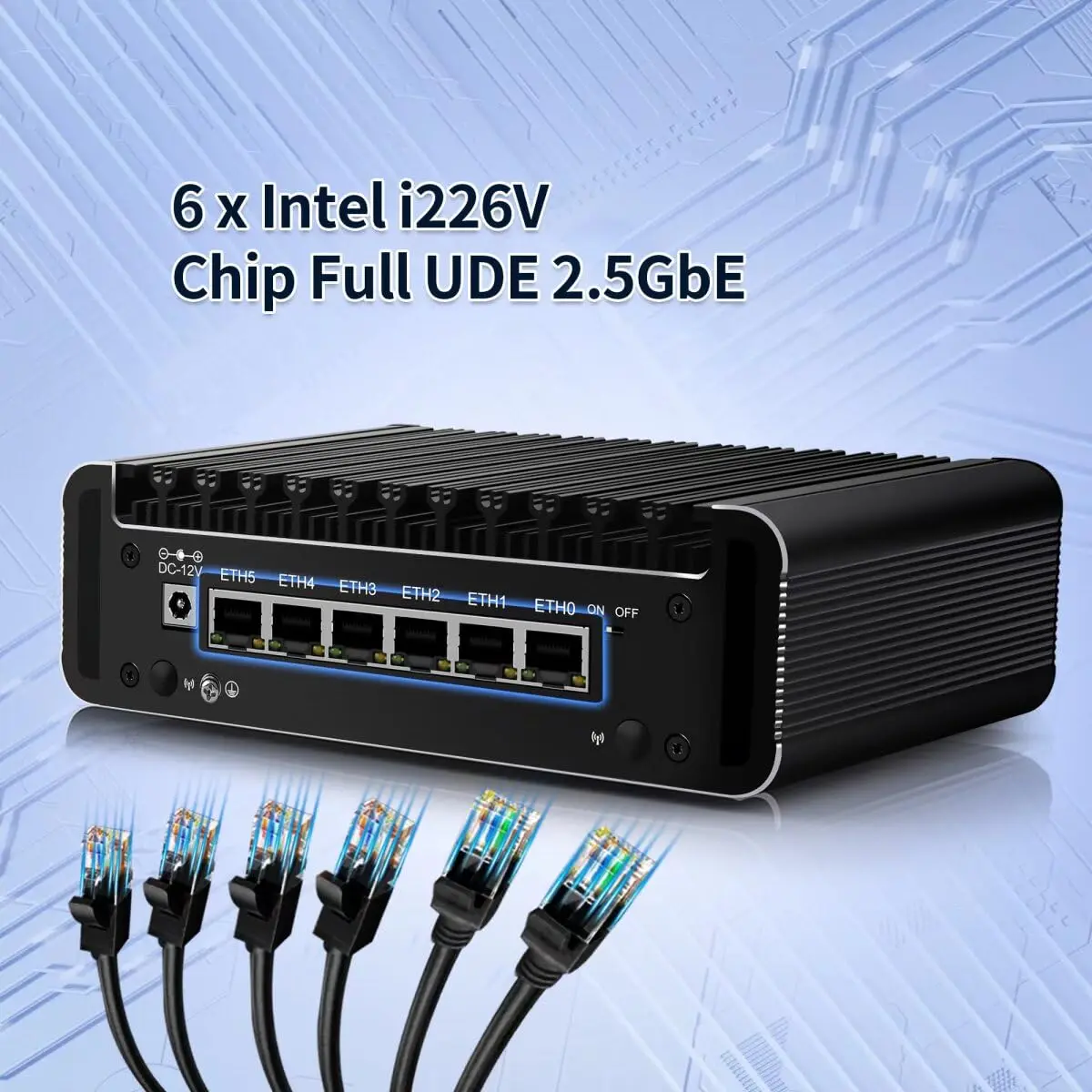 MNBOXCONET Mini PC N150 Firewall بدون مروحة (حتى 3.6 جيجا هرتز)، DDR5 Barebone Micro Appliance Hardware Computer 6 x 2.5 جيجا بايت I226-V LAN