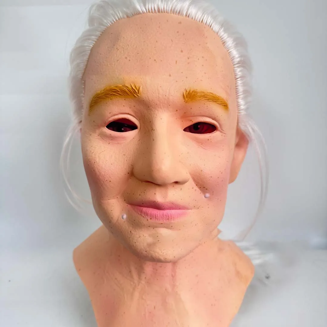 Halloween-Masken für Ältere Frauen und Männer, Falten-Vollkopfmaske, Opa/Oma Gesichtsmaske, Teufel-Neuheiten-Zubehör, Party-Cosplay-Requisiten – Detail 5