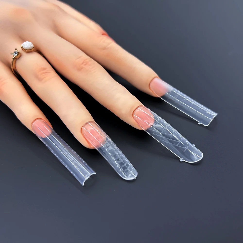 Nail Dual Forms for French Nails Acrylic Tips Molds with Scale 12 Sizes for Manicure Extension Tip Clear Quick Building Forms