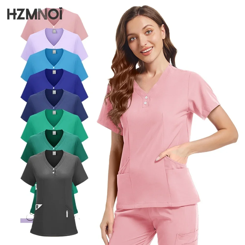 مجموعة الدعك الجديدة الزي الطبي تمتد فرك القمم مع جيب السراويل ممرضة موحدة طبيب جراحة وزرة صالون تجميل عمال