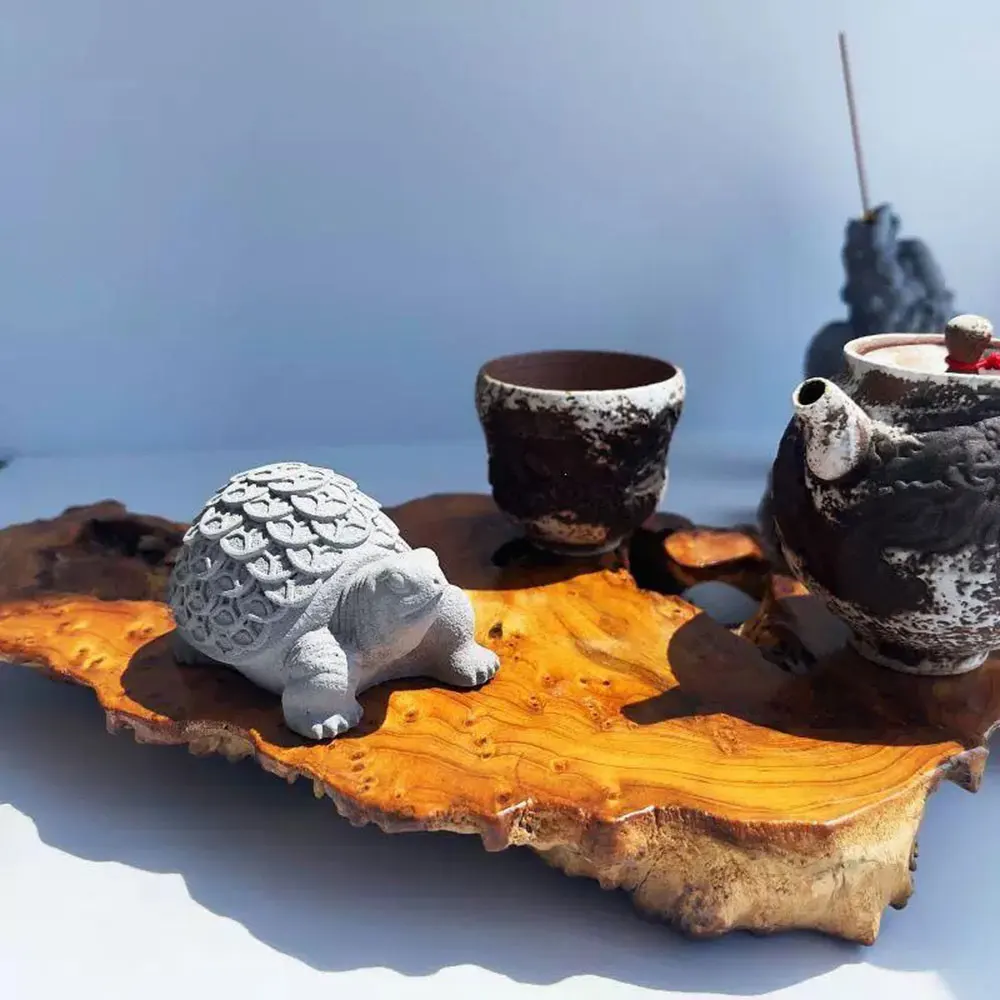 Lucky Golden Turtle Silicone Mold DIY Tea Pet Cement Ornament Aroma Gypsum Resin Candle Clay Soap Mold Fish Tank Decoration