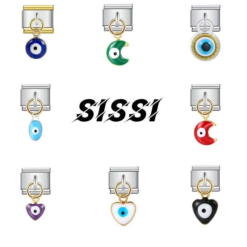 SISSI charm new fashion Y2K Devil's Eye pendant series Italian charm chain bracelet jewelry DIY production wholesale