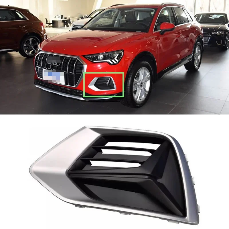 

For Audi Q3 2019-2023 Car Accessories fog light frame front bumper lower grille with silver bright strip bright frame