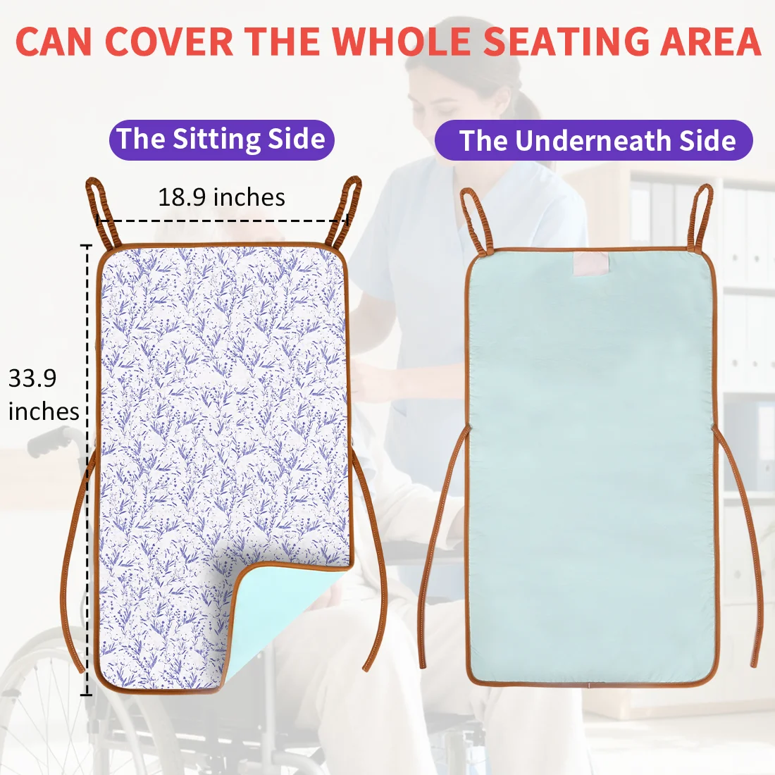 Ehucon Highly Absorbent Wheelchair Incontinence Pad for Elderly Care,Washable and Reusable Seat Covers 18.9