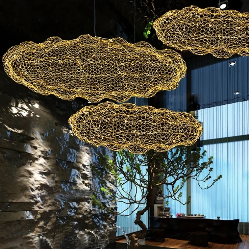 Art Decor Hollow Cloud Pendant Lights for Living Room Restaurant Bar Starry Light Danish Design Indoor Gold Chandeliers