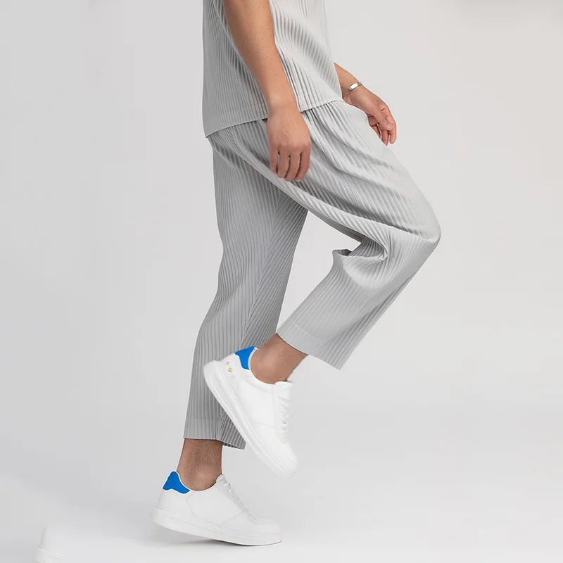 wear /men's pleated trousers for male Japanese stretch fabric thin style loose drawstring casual ankle-length pants 2Y3050