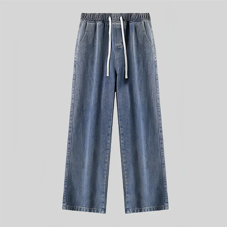 

Bamboo Embroidery Denim Pants Men Harajuku Vintage Straight Wide Leg Pants Chinese Style Plus Size Solid Hip Hop Baggy Jeans Men