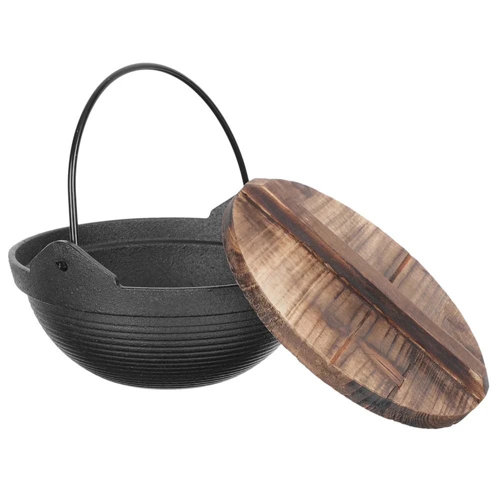 Olla de Hierro Fundido Resistente, Olla Japonesa para Sukiyaki, Utensilio de Cocina para Picnic y Camping, Olla para Sopa y Guisos de Larga Duración