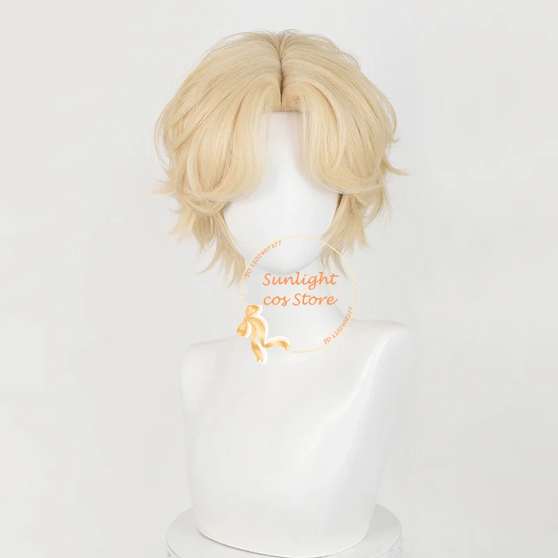 Luka Wig Unisex 30cm Short Golden Hair Luka Cosplay Anime Cosplay Wig Heat Resiatant Synthetic Hair Halloween + Wig Cap