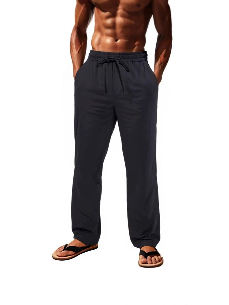 

Men's Summer Lightweight Casual Pants Loose Breathable Drawstring Loungewear Trousers