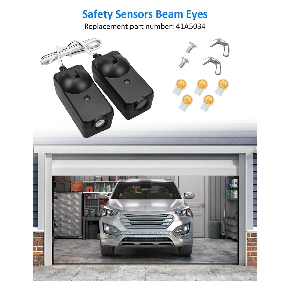 Abridor de puerta de garaje, 2 piezas, Sensor de seguridad, Ojos de haz, apto para Liftmaster Sears Chamberlain con soportes