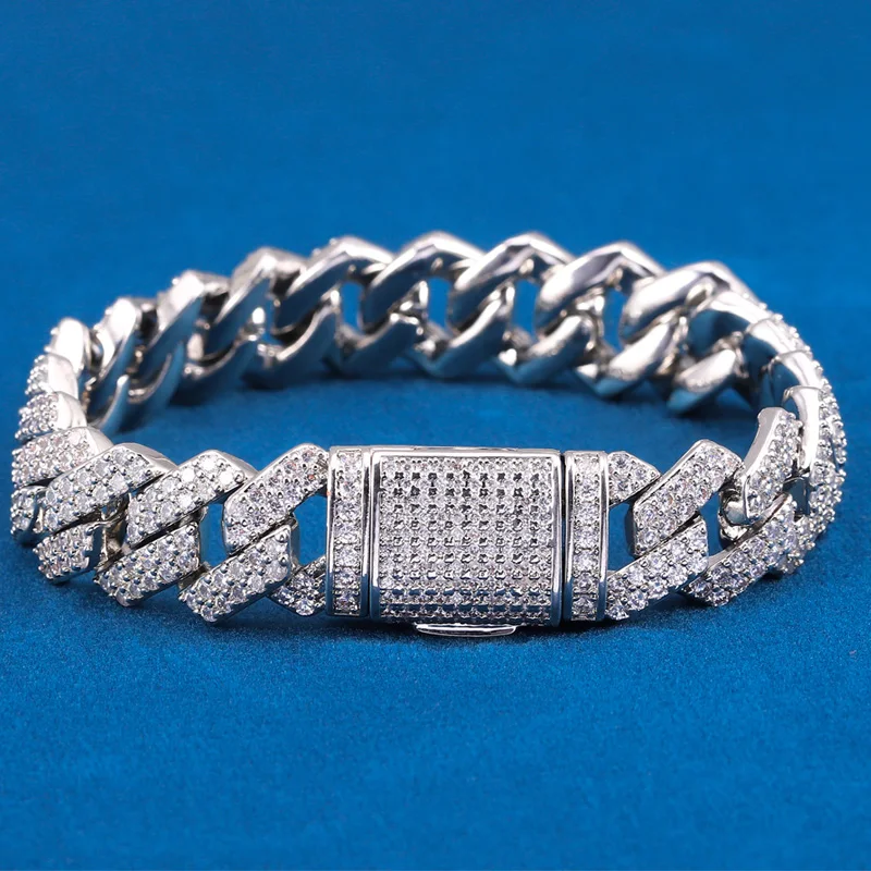 14mm Bracelet With Box Buckle High Quality Iced Out Cubic Zirconia Hip Hop Fashion Personality Jewelry For Gift Luxury Men Women