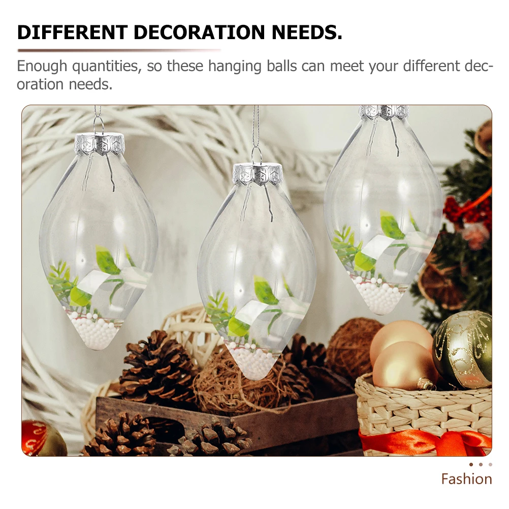 

24 Pcs Clear Plastic naments Fillable Balls Light Bulb Shaped Containers Transparent Hanging Decorations Christmas Tree