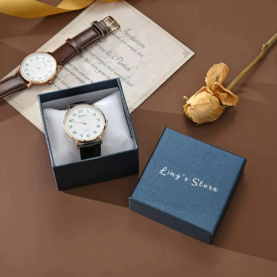 24Pcs Personalized Logo Jewelry Kraft Paper Watch Cardboard Box Accessories Gift for Necklace Ring Pendant Showcase Storage