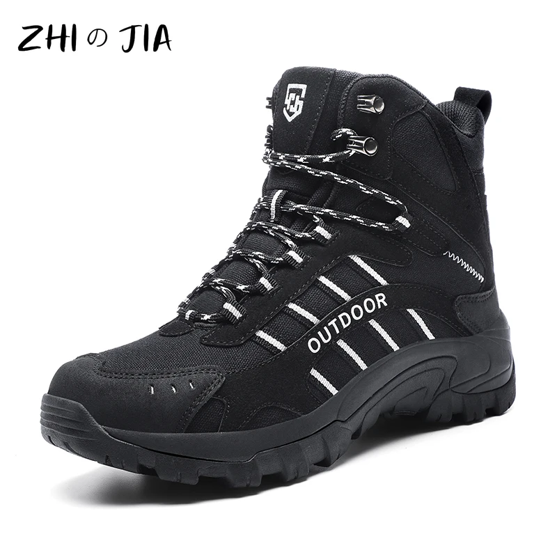 New Trendy High Top Outdoor Mountaineering Boots Men's Hiking Training Work Boots High Quality Durable Large Sports Shoes 39-48