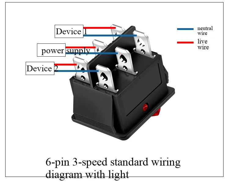 KCD4 Wippschalter 16A250V Power-Reset-Taste mit 4 oder 6 Pins, 2- oder 3-Positionen, in verschiedenen Farben erhältlich, mit oder ohne Beleuchtung – Detail 9