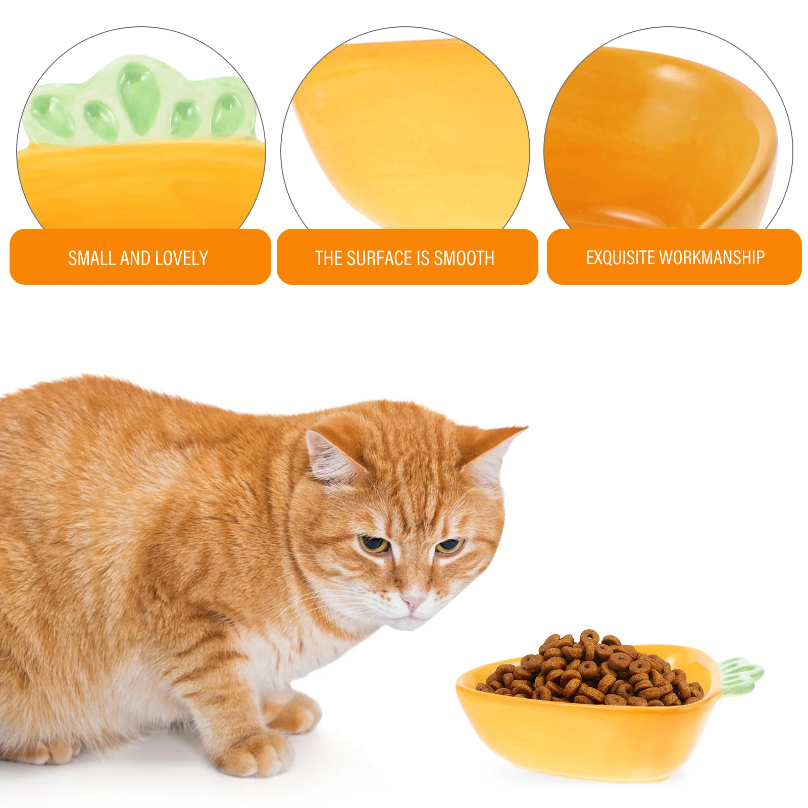 

Pet Ceramic Bowl Orange Carrot Shape Eco Friendly Durable Feeding Feeder for Small Pets Rabbit Hamster Pet Bowl