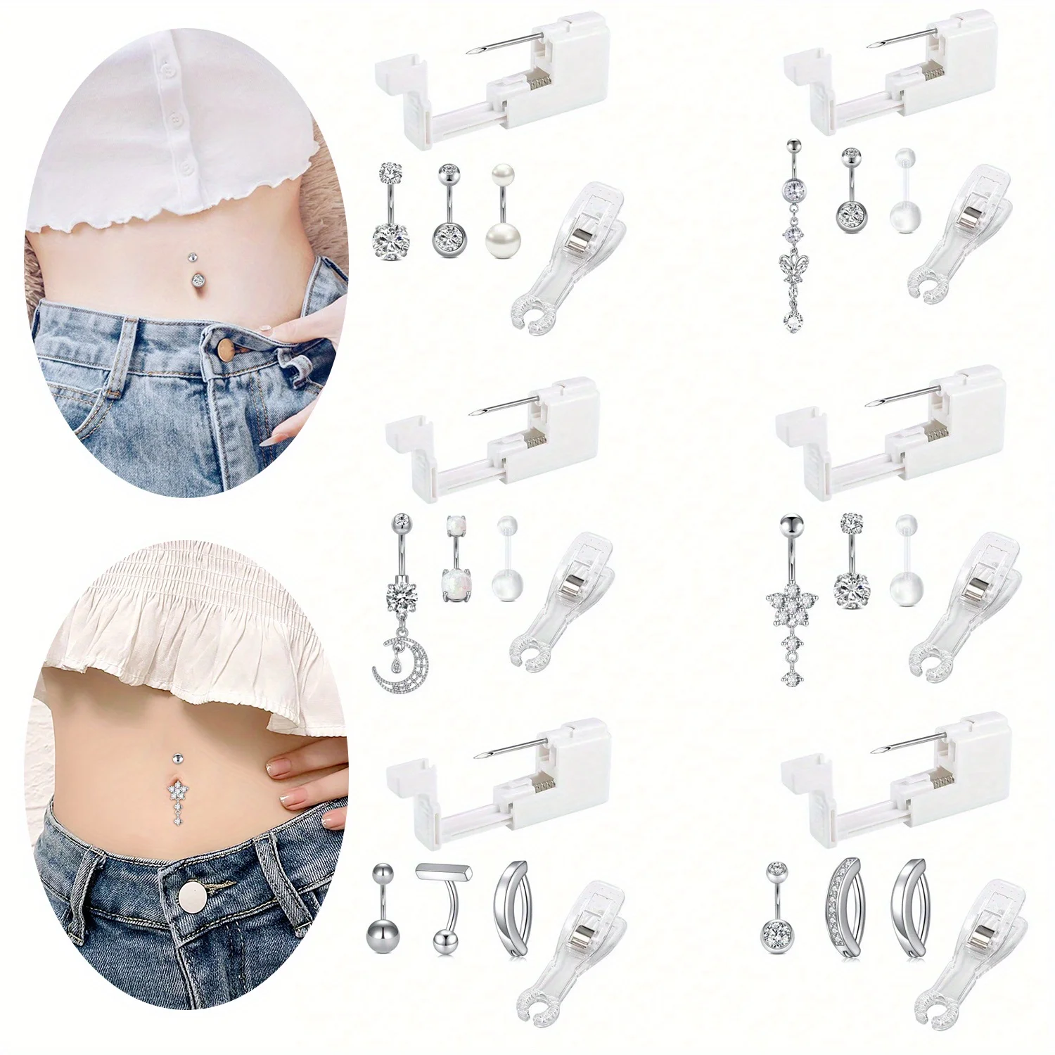 Professional Body Piercing Kit | 5pcs | Stainless Steel | Safe Piercing Gun Kits | Body Piercing | Women Men