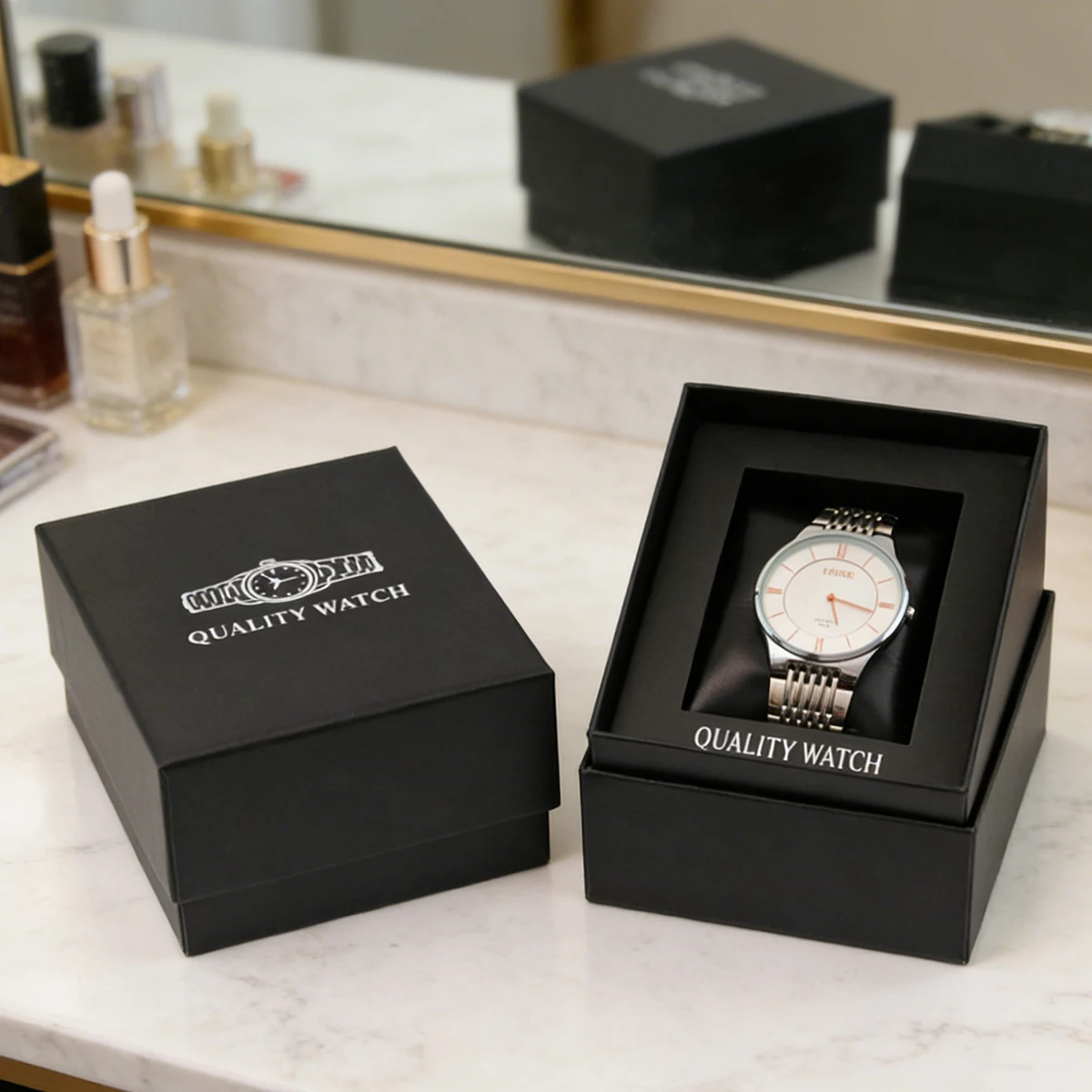 Black Single Watch Box with Protective Lining - Quality Design Watch Storage Case for Gift & Daily Organization