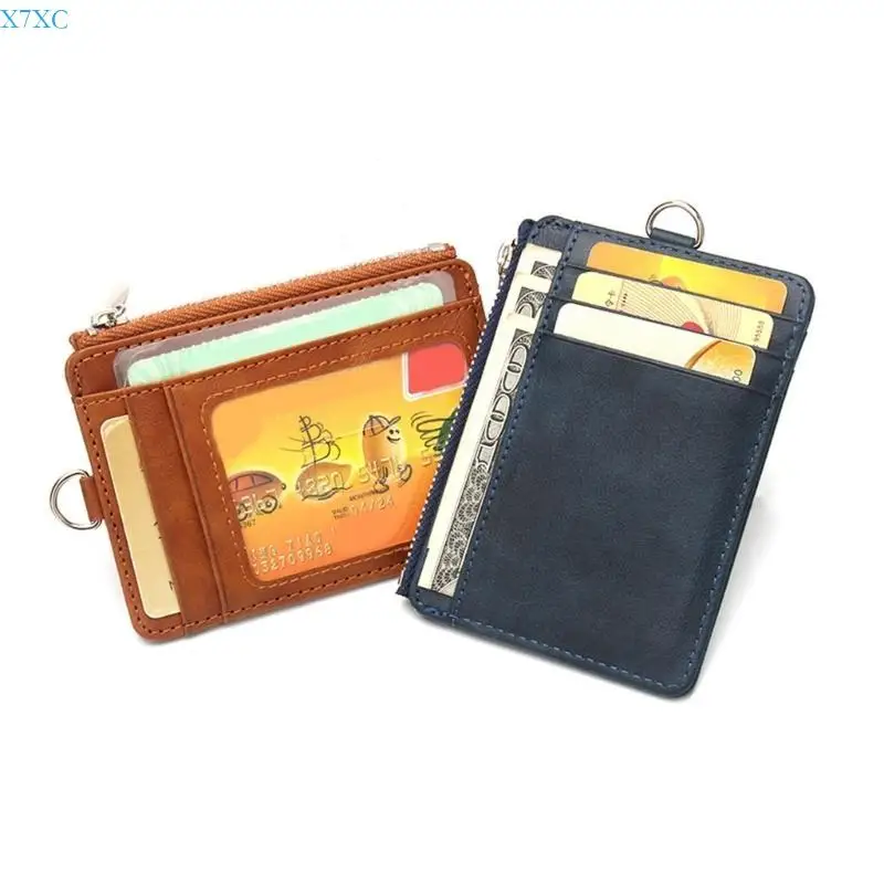 

X7XC Professional PU Leather Card Holder with Blocking Zippered Pocket and Adjustable Neck Lanyard for Everyday Use